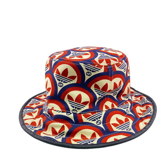 GUCCI 696476 GG Canvas Trefoil Bucket Hat x adidas Red Men's